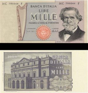 Italy - 1,000 Lire - P-101 - 1969 dated Foreign Paper Money