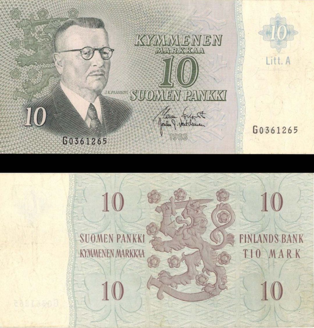 Finland - 10 Markkaa - P-104 - 1963 dated Foreign Paper Money