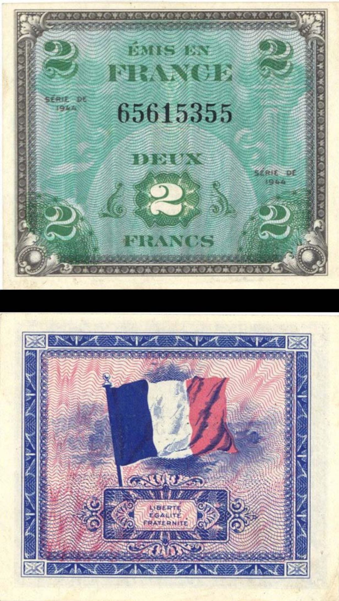 France - 2 Francs - P-114a - 1944 dated Foreign Paper Money