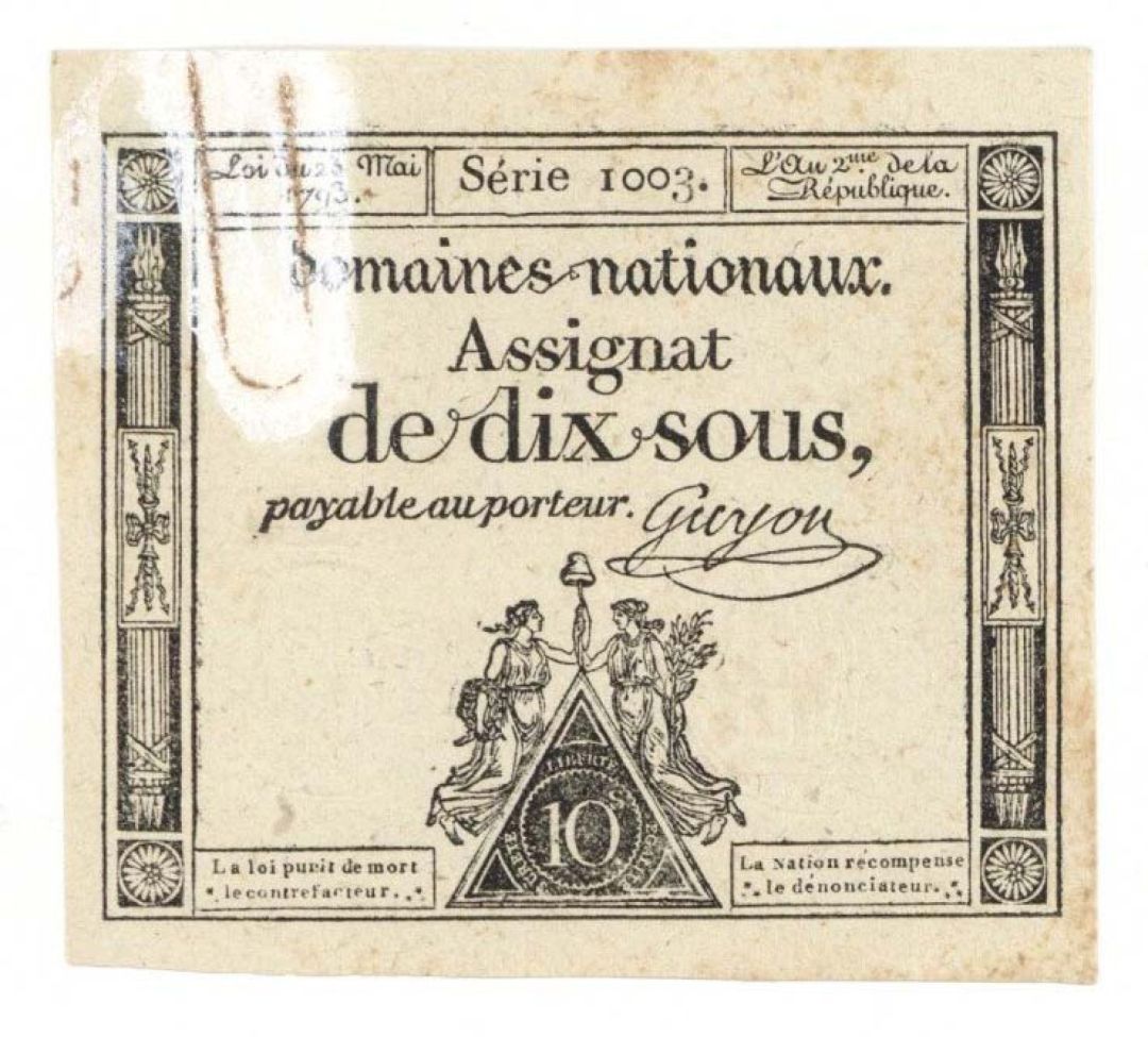 France - 10 Sous - P-A68 - 1793 dated Foreign Paper Money