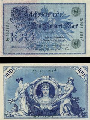 Germany - 100 Marks - P-34 - 1908 dated Foreign Paper Money