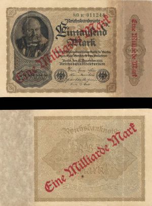 Germany - 1 Milliarde Mark on 1000 Mark - P-113a - 1922 dated Foreign Paper Money