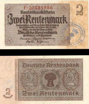 Germany - 2 Rentenmark - P-174b - 1937 dated Foreign Paper Money