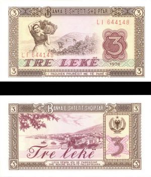 Albania - 3 Leke - P-41a - 1976 dated Foreign Paper Money