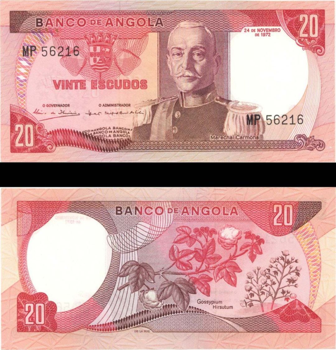 Angola - 20 Escudos - P-99 - 1972 dated Foreign Paper Money