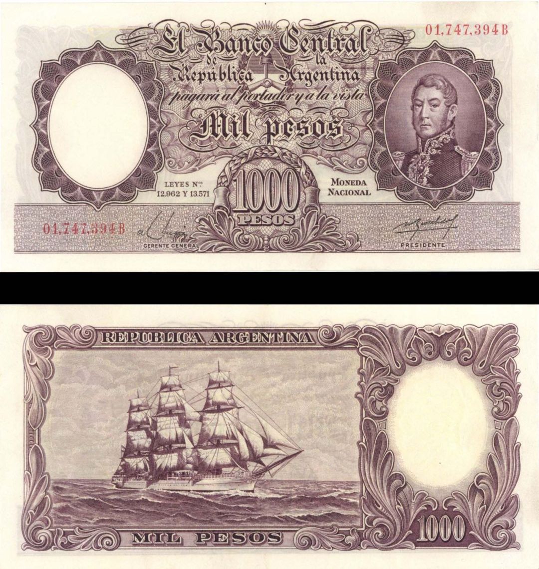 Argentina - 1,000 Pesos - P-273 -  Foreign Paper Money