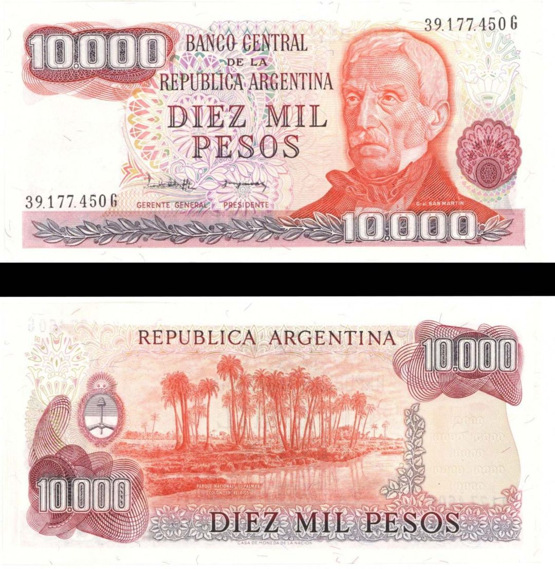 Argentina - 10,000 Pesos - P-306b -  Foreign Paper Money