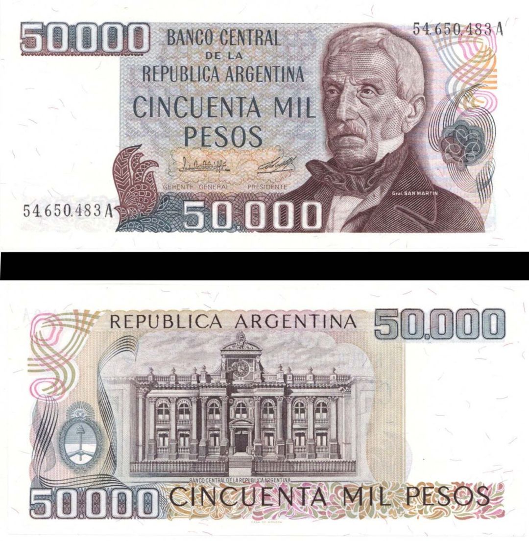 Argentina - 50,000 Pesos - P-307 -  Foreign Paper Money