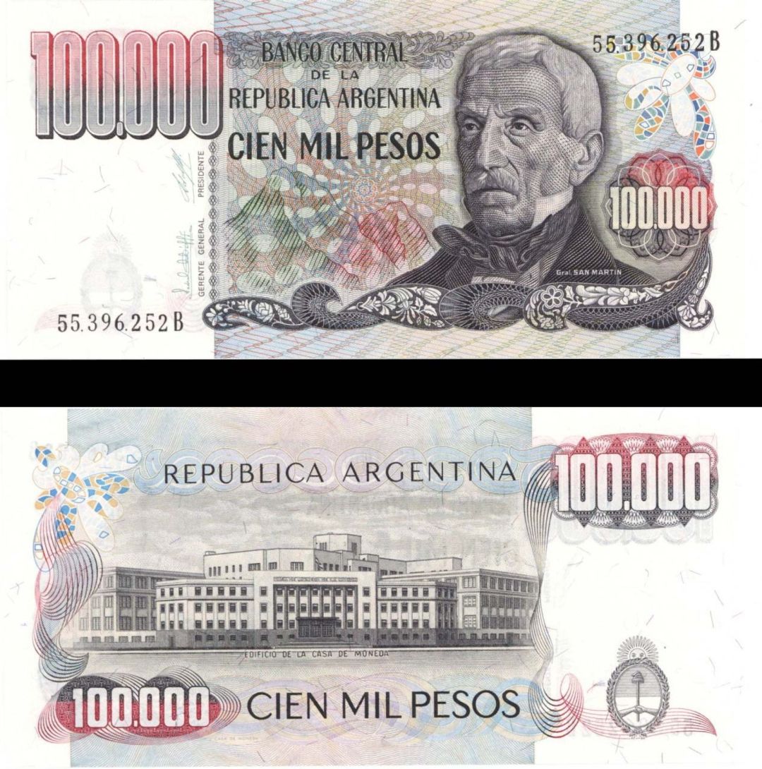 Argentina - 100,000 Pesos - P-308b -  Foreign Paper Money