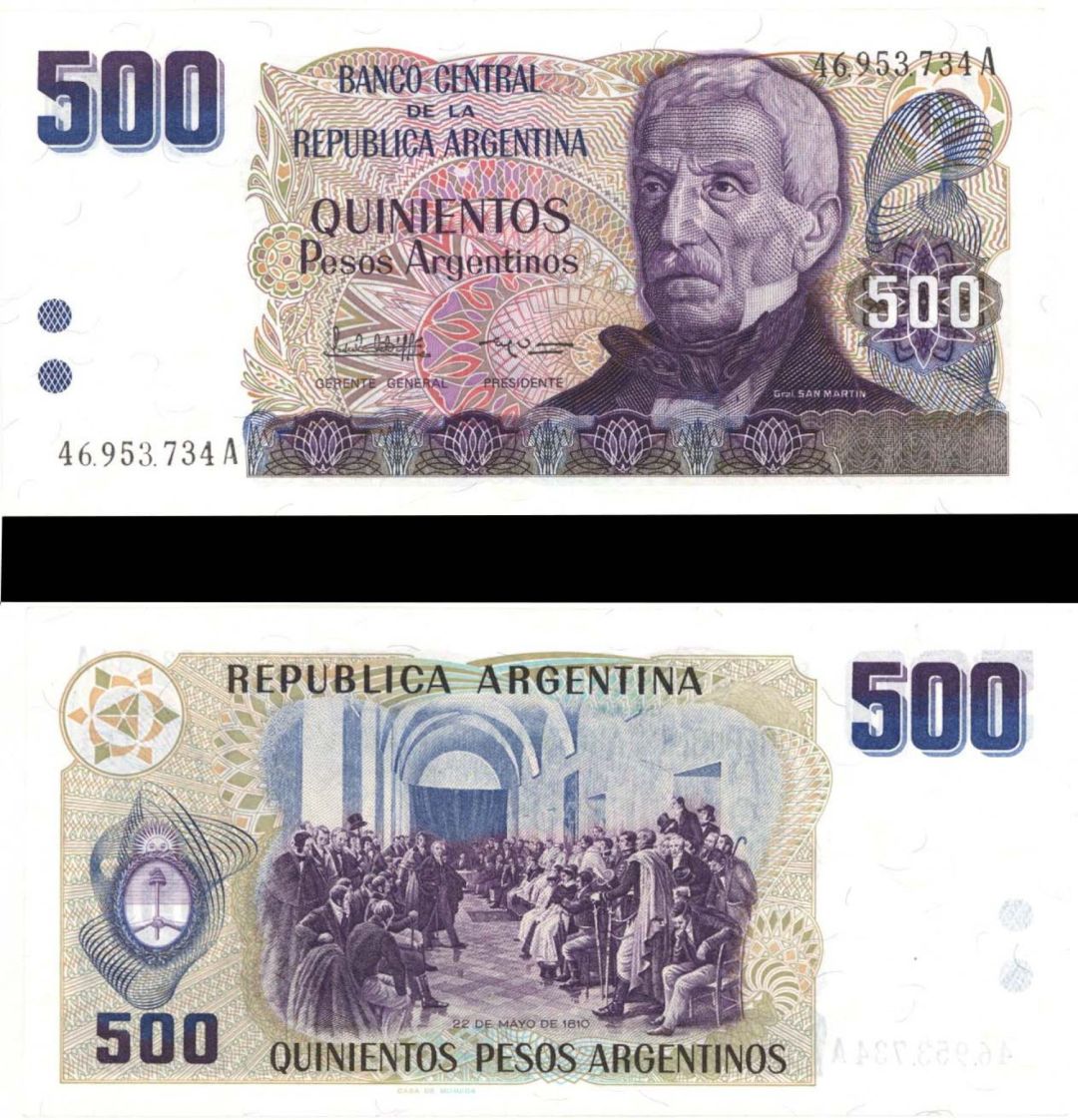 Argentina - 500 Pesos Argentinos - P-316a -  Foreign Paper Money