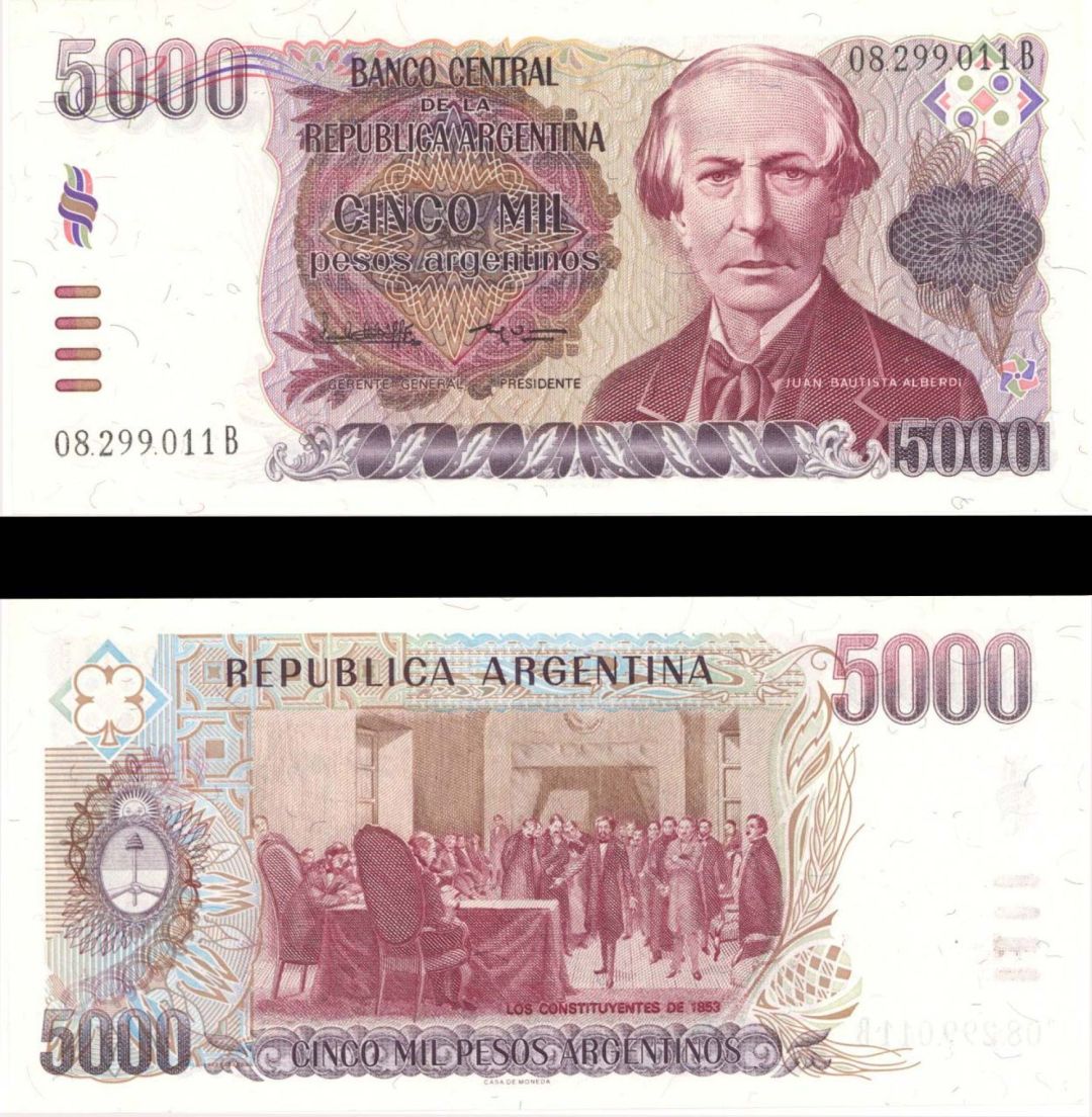 Argentina - 5,000 Pesos Argentinos - P-318a -  Foreign Paper Money