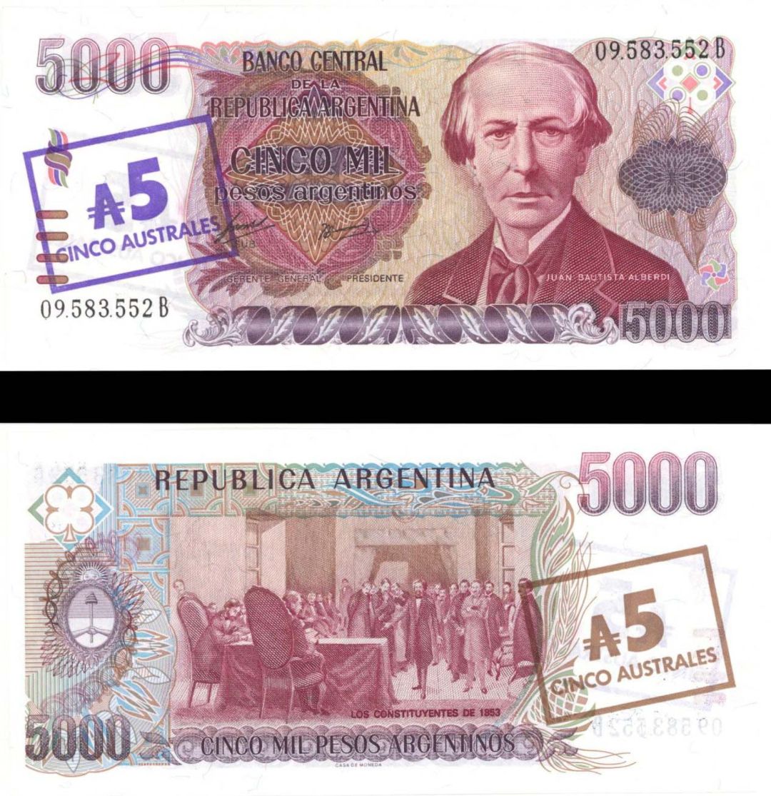 Argentina - 5,000 Australes - P-321 -  Foreign Paper Money