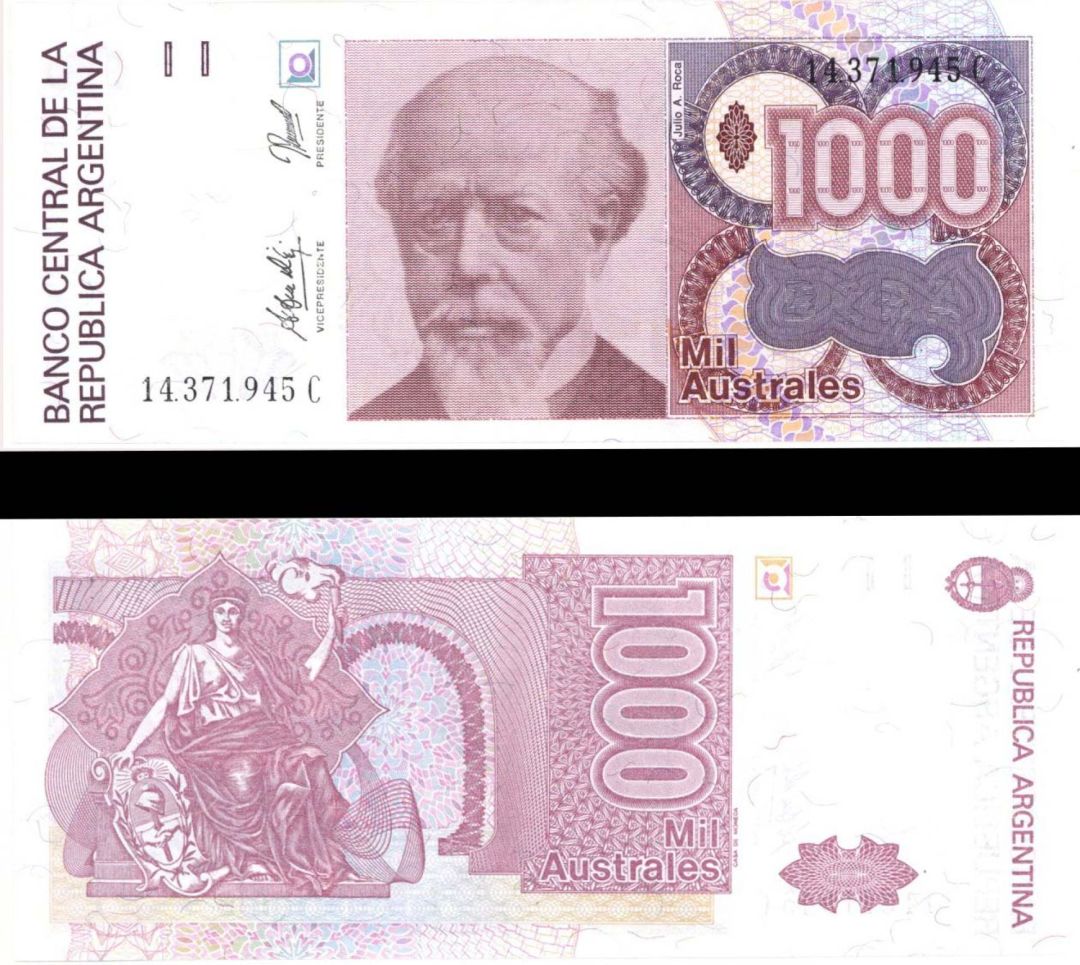 Argentina - 1,000 Australes - P-329d -  Foreign Paper Money