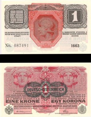 Austria - 1 Krone - P-20 -  1916 dated Foreign Paper Money