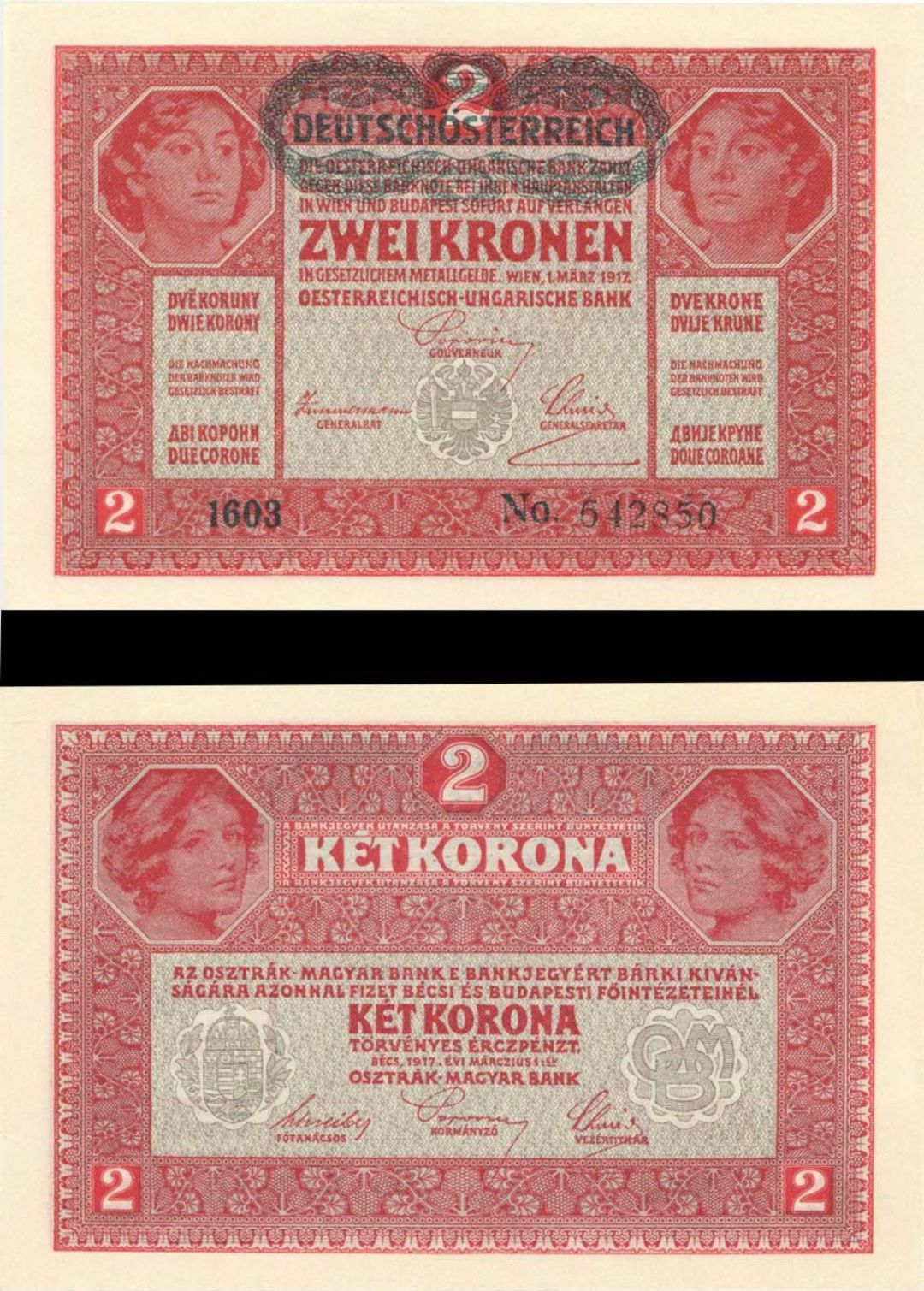 Austria - 2 Kronen - P-21 -  1917 dated Foreign Paper Money