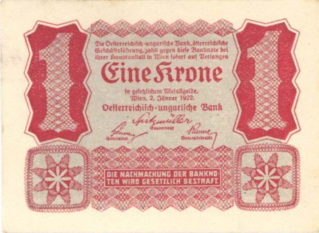 Austria - 1 Krone - P-73 -  1922 dated Foreign Paper Money