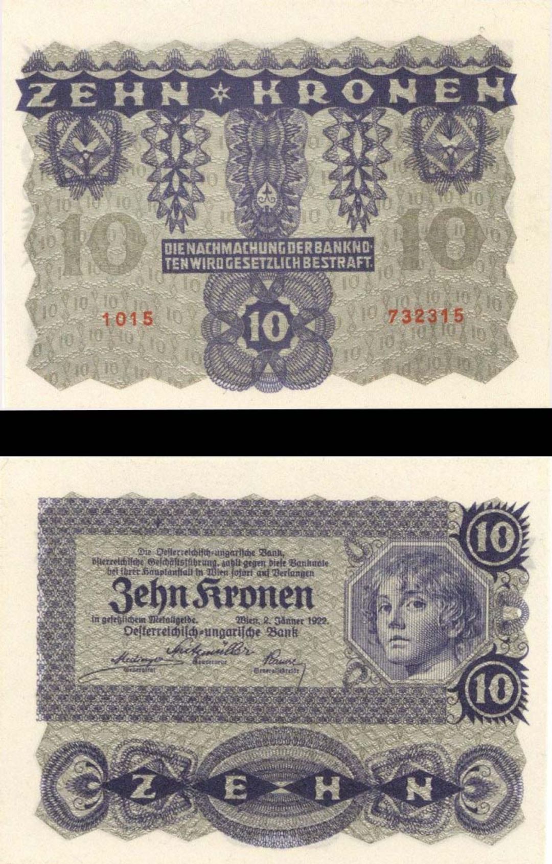 Austria - 10 Kronen - P-75 -  1922 dated Foreign Paper Money