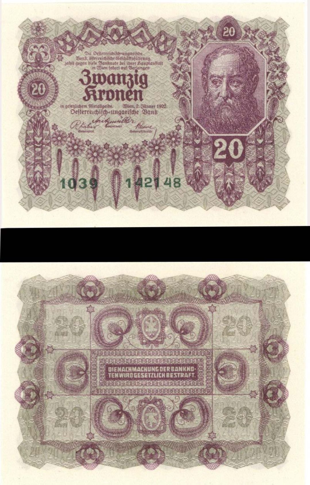 Austria - 20 Kronen - P-76 - 1922 dated Foreign Paper Money