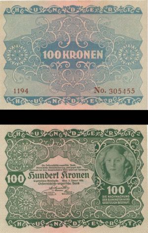 Austria - 100 Kronen - P-77 - 1922 dated Foreign Paper Money