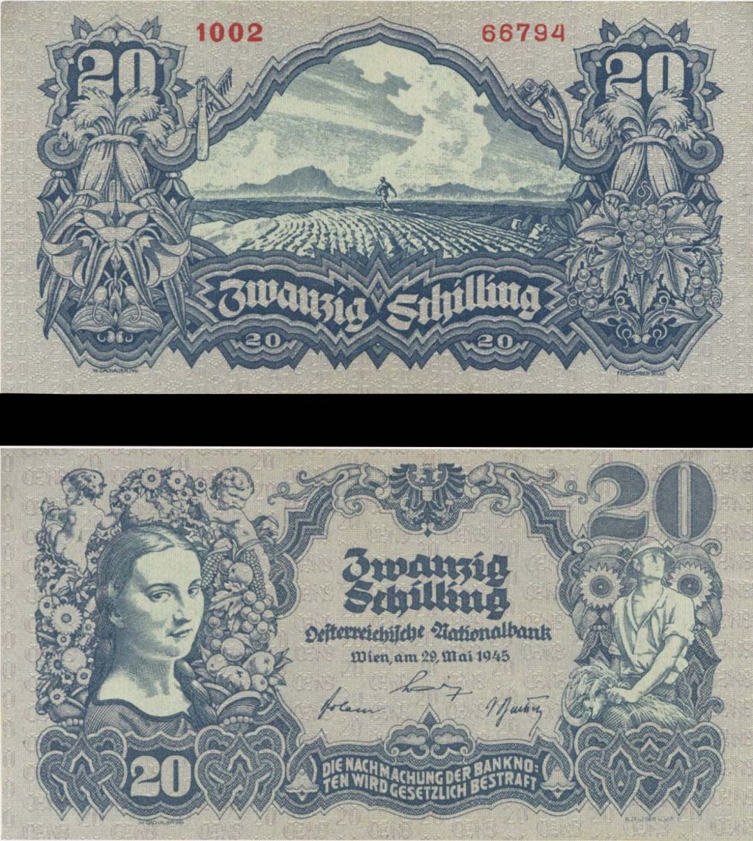 Austria - 20 Schilling - P-116 - 1945 dated Foreign Paper Money