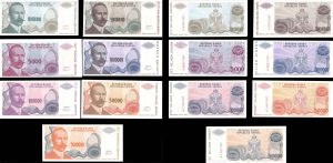 Bosnia-Herzegovina - Set of 7 notes - 5,000 to 500,000,000 Dinara - P-149 to 155 - 1993 dated Foreign Paper Money