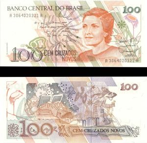 Brazil - 100 Cruzeiros on 100 Cruzados Novos - P-220a - Foreign Paper Money