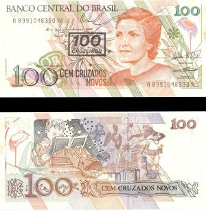 Brazil - 100 Cruzeiros on 100 Cruzados Novos - P-224b - Foreign Paper Money