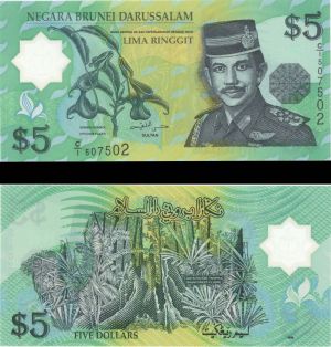 Brunei - 5 Ringgit - P-23 - 1996, 2002 dated Foreign Paper Money