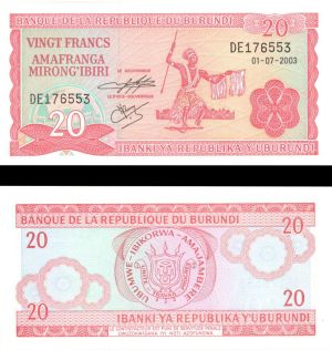 Burundi - 20 Francs - P-27d -  2003 dated Foreign Paper Money