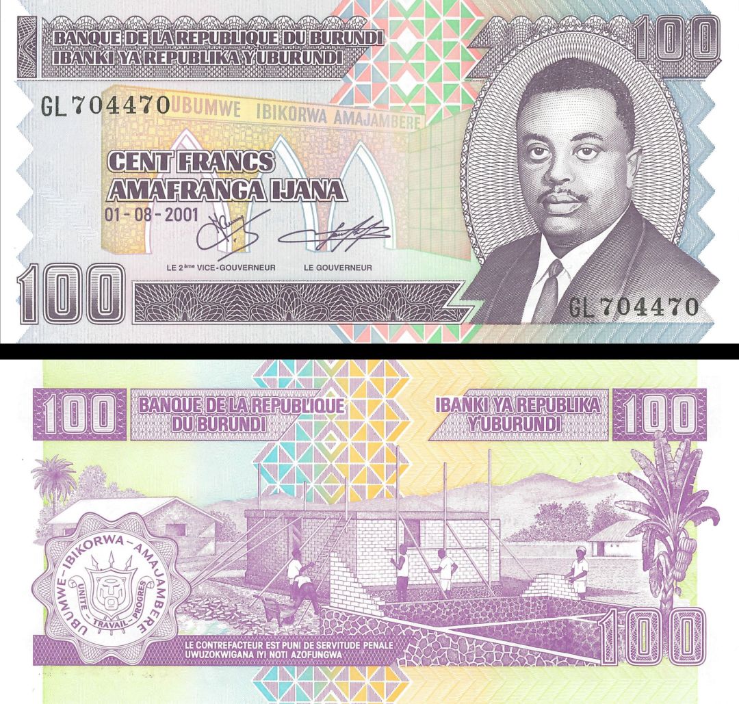 Burundi - 100 Francs - P-37c -  2001 dated Foreign Paper Money