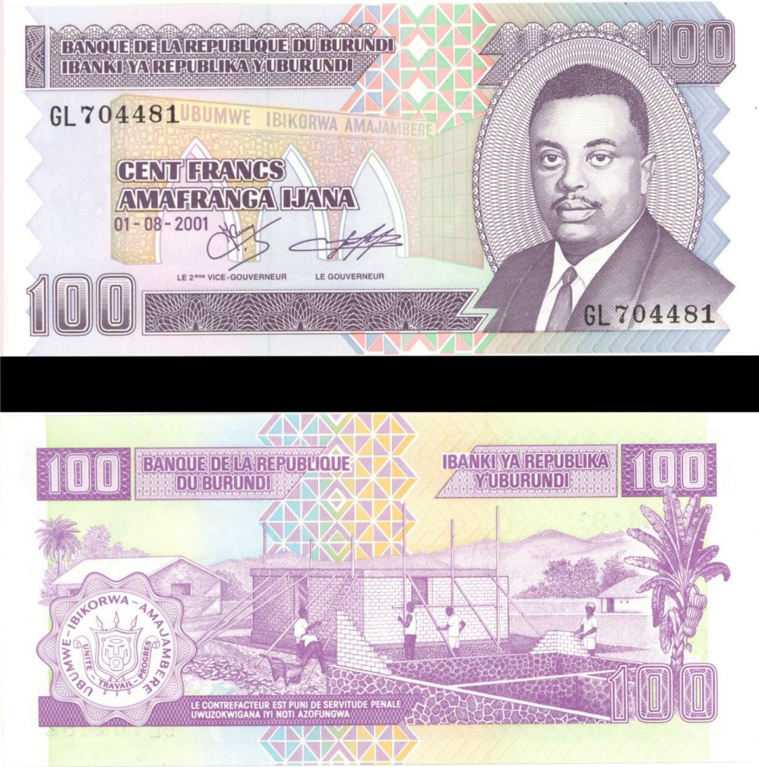 Burundi - 100 Francs - P-37 -  2001 dated Foreign Paper Money