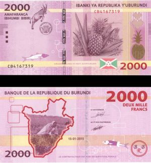 Burundi - 2,000 Francs - P-New -  2015 dated Foreign Paper Money