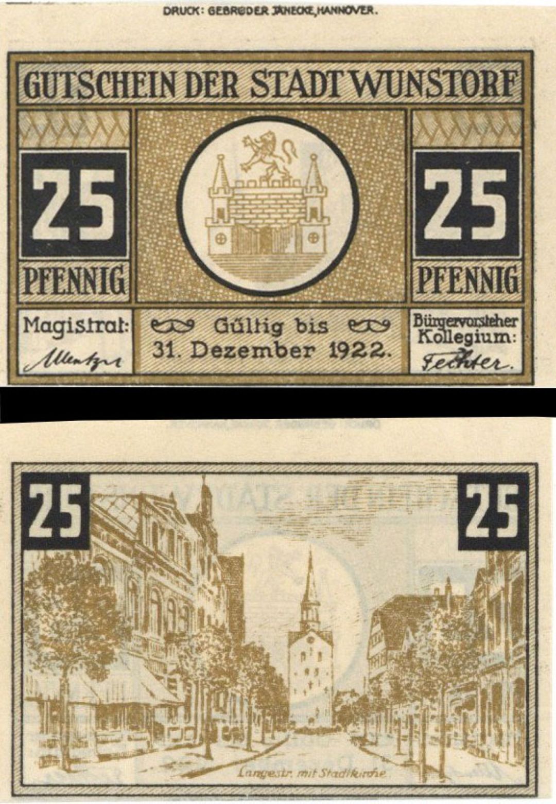 German  Notgeld - 25 Pfennig -  Foreign Paper Money Error