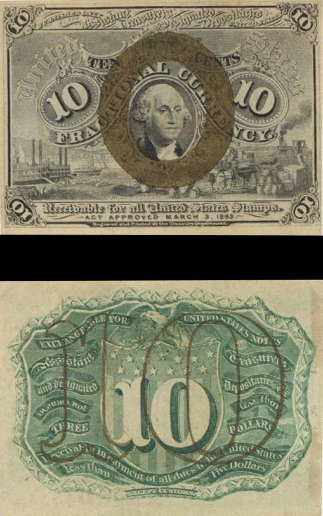 Fractional Currency - FR-1244, 10 cents - 1863 Fractional Currency