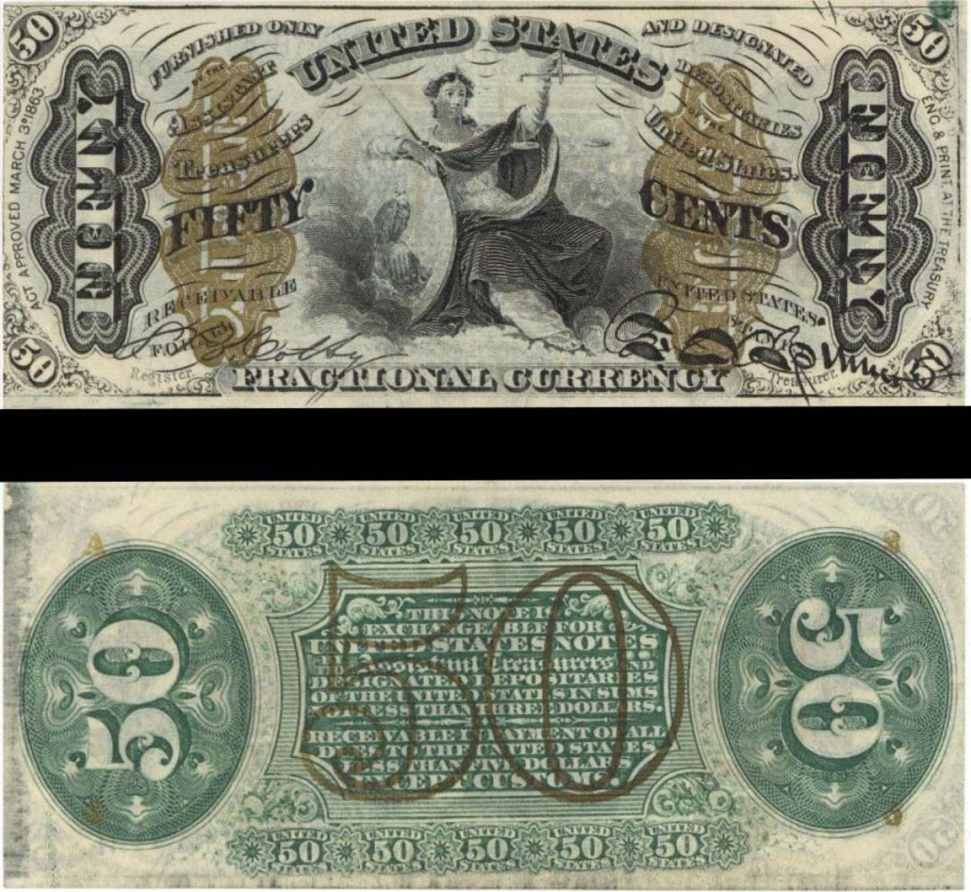 Fractional Currency - FR-1362, 50 cents - 1863 dated Fractional Currency