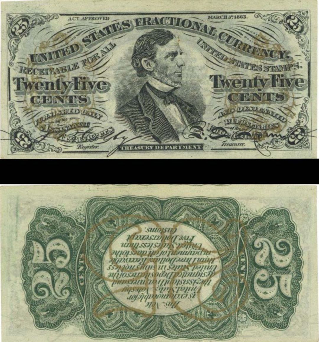 U.S. Counterfeit 25 Cents, FR-1291- 1869 dated Fractional Currency