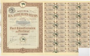 Societe Les Affreteurs Reunis - 1920 dated French Stock Certificate - France