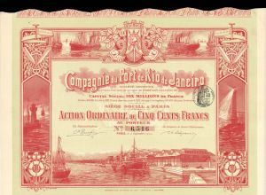 Compagnie du Port de Rio de Janeiro - 1912 dated Stock Certificate