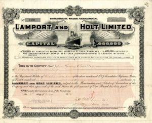 Lamport and Holt Limited - Stock Certificate