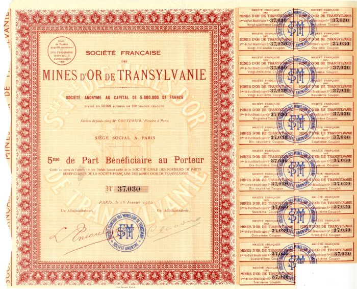 Societe Francaise Des Mines D'Or De Transylvanie