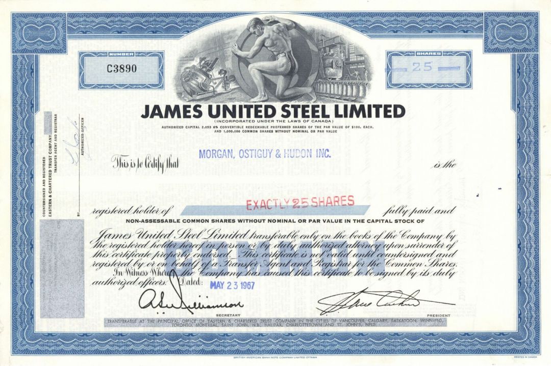 James United Steel Ltd. - Foreign Stock Certificate