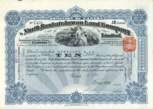 North Saskatchewan Land Company Ltd.  - 1911 dated Canadian Stock Certificate