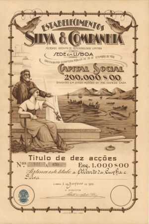 Estabelecimentos Silva and Companhia - 1933 dated Foreign Stock Certificate