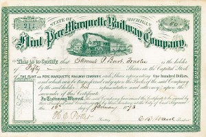 Flint and Pere Marquette Railway - Stock Certificate