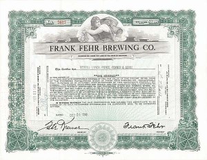 Frank Fehr Brewing Co. - Stock Certificate