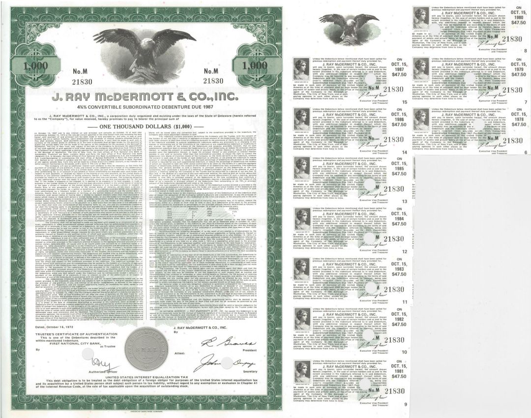 J. Ray McDermott & Co., Inc. - $1,000 Bond