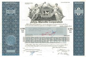 Johns-Manville Corporation Issued to Billy Graham Evangelistic Association - 1980 dated Registered Bond