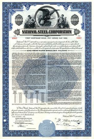 National Steel Corp. - 1956 dated $1,000 Bond