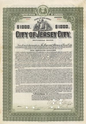 City of Jersey City dated 1915 - $1,000 Bond