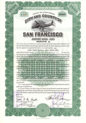 City and County of San Francisco - 1950 dated $1,000 Bond